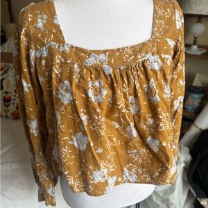 Free People Mustard Floral Blouse
